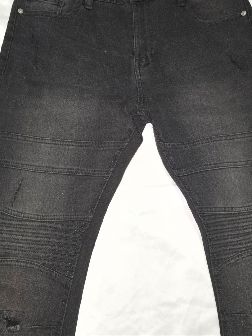 Title:Phat Farm Black Biker Distressed Jeans Size 34